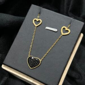 Black Heart Stones Necklace