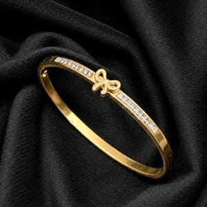 Bow Diamond-Style Bangle Bracelet