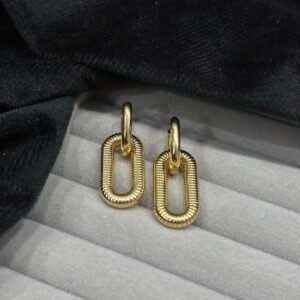 Textured Oval Drop Earrings.